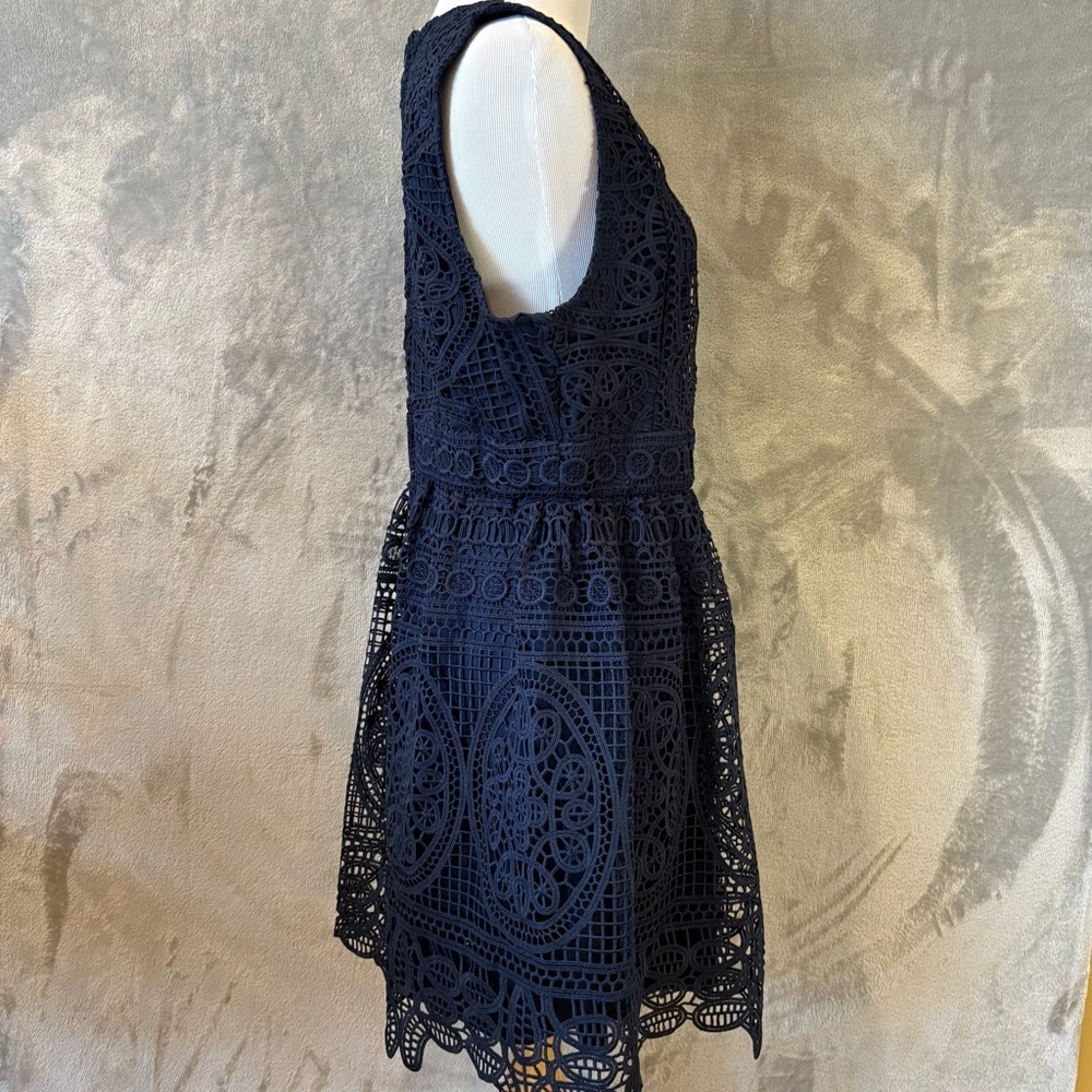 Miami Lace Boho Bohemian Sleeveless Midnight Blue Dress Sz L - Picture 5 of 12